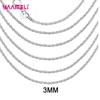 Top Sale Real Pure 925 Silver Necklace Jewelry Chain for Men Women 2MM 3MM 4MM Width Twisted Rope with Lobster Clasps