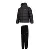 Windproof Hooded Zipper Knit Cuffed Fleece Long Pants Casual Sports Suit Men Suit Black 684120+534935