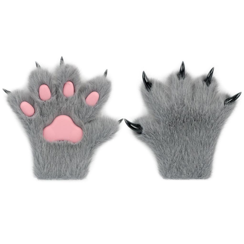Halloween Cat Paw Plush Gloves for Cosplay