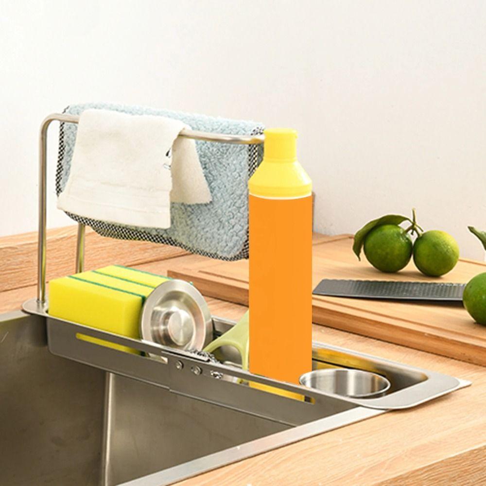 Practical Drainer Shelf Stainless Steel Kitchen Sink Organizer Sink Drain Shelf  Sponge