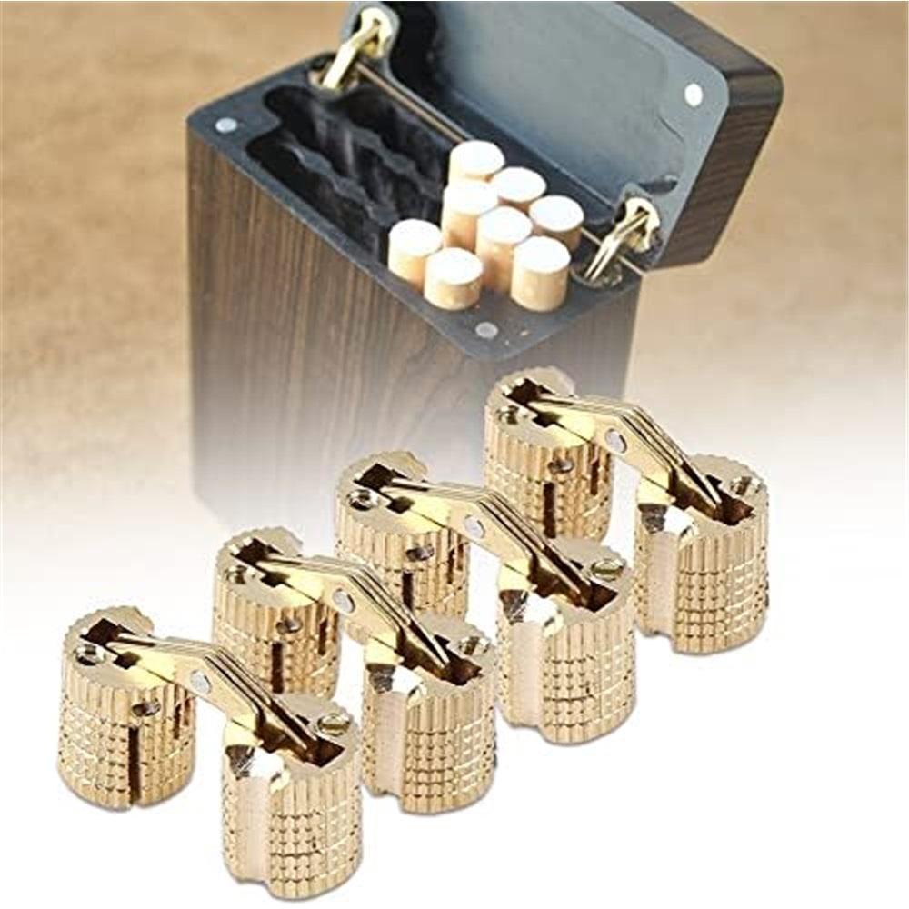 8Pcs 8 Mm Hidden Brass Barrel Hinges, 180 Degree Opening Angle Concealed Furniture Hinges For DIY Jewelry Box Hand Craft