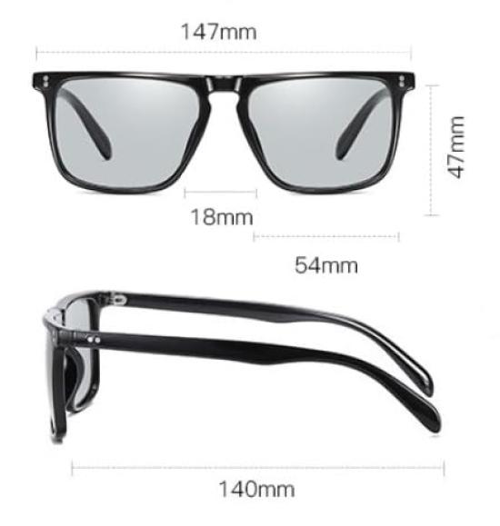 [REONAS] Polarized + Photochromic Sunglasses, Wellington Style, UV Protection, for Driving, Fishing, Golf, and Outdoor Activities, BRAND3 (Black)