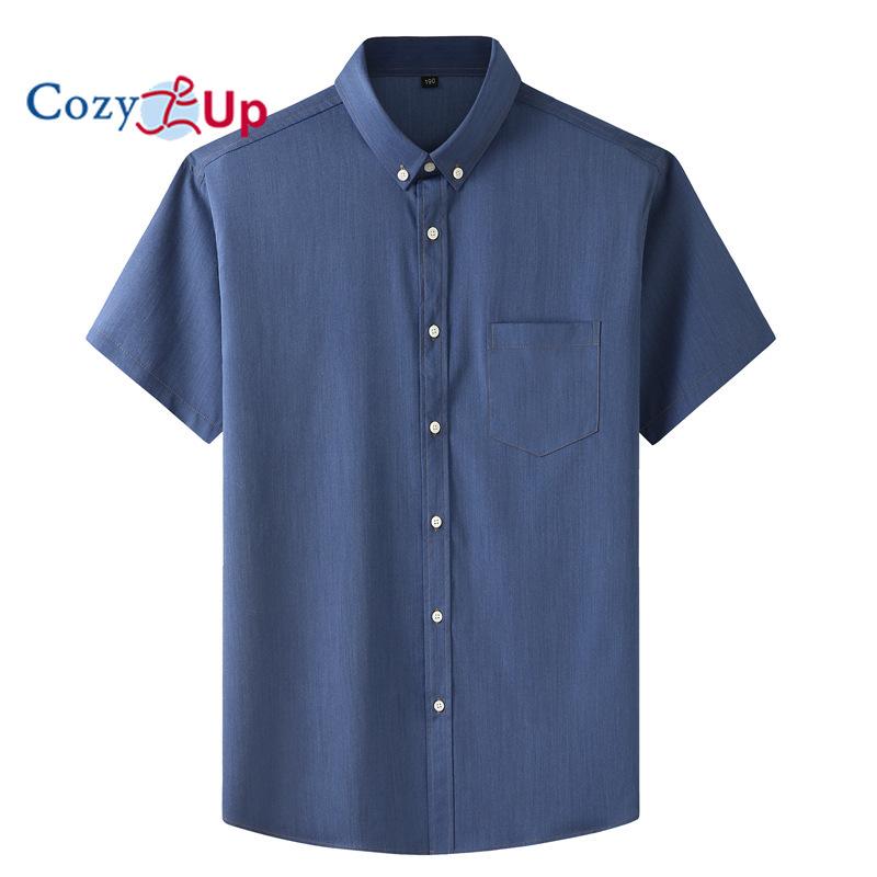 Cozy Up Herren-Arbeitshemd mit kurzen Ärmeln im Western-Stil mit Druckknöpfen