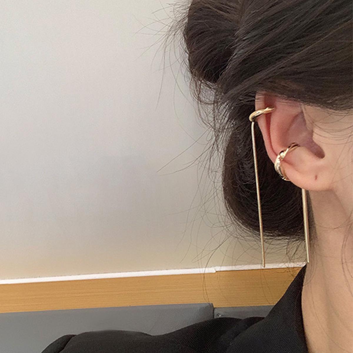 

Европейские и американские серьги-клипсы с длинной кисточкой-цепочкой - Универсальный корейский стиль в духе феи для женщин