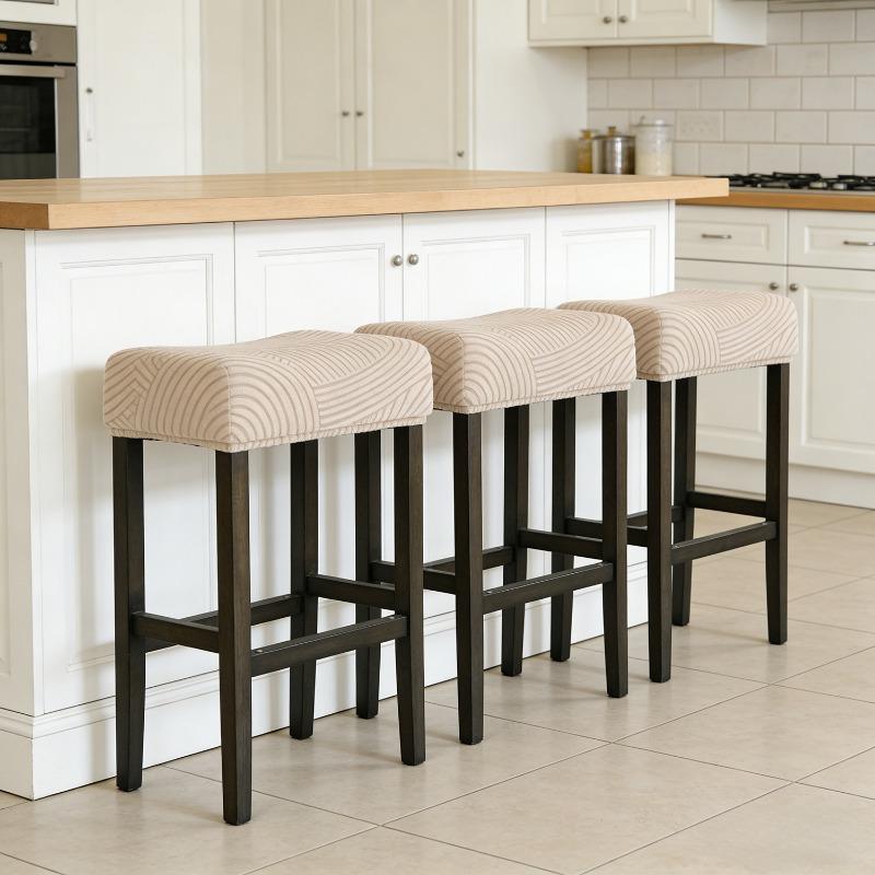 Jacquard Bar Stool Cover Removable Square Counter Height Stool Slipcover Stretch Bar Chair Seat Protector for Home Kitchen Pub
