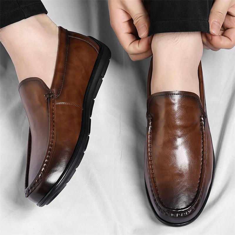 Vintage Loafers Men Shoes Business Leather Driving Shoes Man Moccasins Slip on Flats Italian Dress Casual Shoes for Men