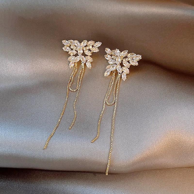 Women's High-End Luxury Butterfly Long Tassel Stud Earrings - Unique 2024 Style.