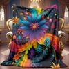 Comfortable Rainbow Floral Theme Blanket Soft High-Definition Digital Print Cooling Blanket All-Season Use Soft Breathable 100% Polyester Perfect Gift