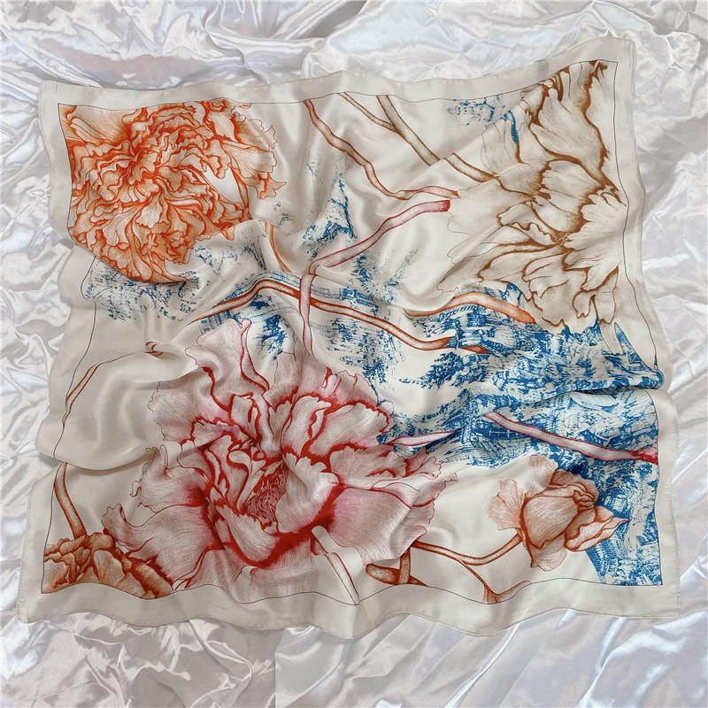 Luxury Desig Cashew Print Square Scarf Women’s Summer Breathable Silk Bandanna Luxury Female Neckerchief Fashion Hijab Gift 70cm