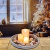 Dřevěný podnos pod svíčky Rustikální kulatá dekorativní farmářská stolní dekorace Bílý nátěr