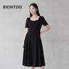 EICHITOO Women's High-Waist Short-Sleeve Black Maxi Dress
