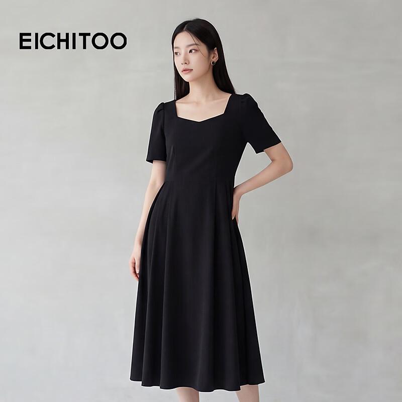 EICHITOO Women s High-Waist Short-Sleeve Black Maxi Dress L