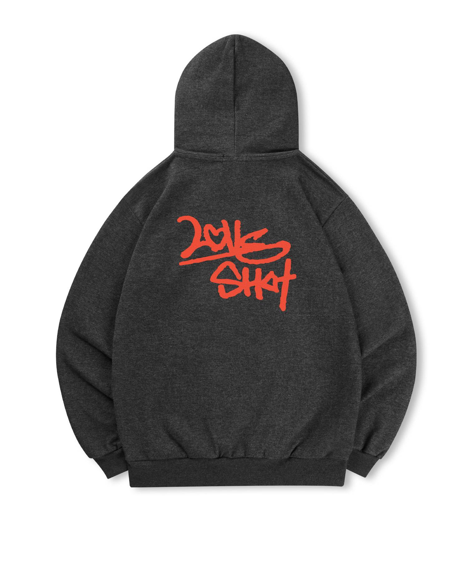 Top Boy [Non-Fleece Or Fleece-Lined] Love Shot Print Hooded Sweatshirt (Type C) (Fleece-Lined) Black Pth2022/Xl