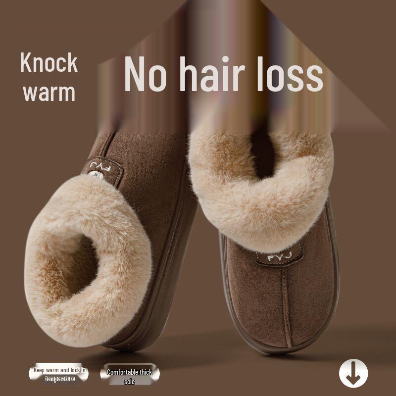 Damen Schneestiefel mit geschlossenem Schaft: Winter Baumwollpantoffeln mit Plüschfutter für den Außenbereich - Warm und flauschig für Paare.