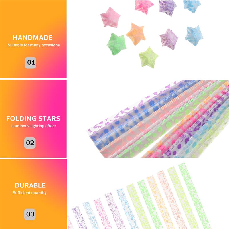 630pcs Lucky Star Paper Strips Folding Paper DIY Pentagram Strips Lucky Star Sheets Crafts Material
