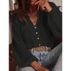 Loose Fashionable Hollow Lace V Neck Long Sleeve Shirt For Women