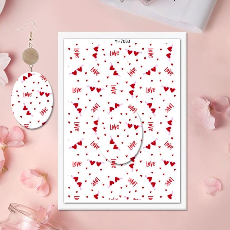 Valentine Love Heart Transfer Paper 95x138mm Clay Earrings Water Soluble Transfer Paper for Jewelry Making