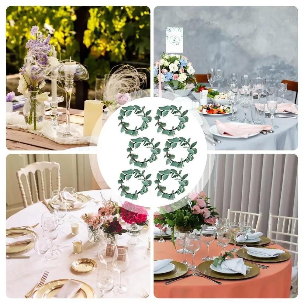 3pcs Simulation Artificial Plant Napkin Rings Rustic Napkin Buckles Dinner Table