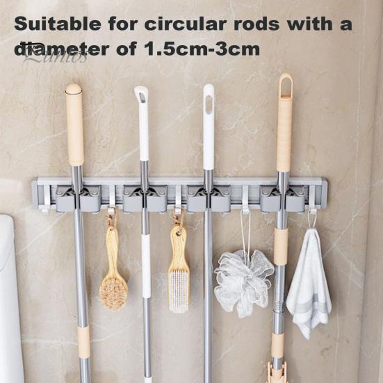 An der Wand montierter Besenständer, starkes, tragfähiges, verstellbares Design, weit verbreitet, einfach zu installierender Mopphaken, Besenaufhänger