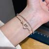 Love Heart Geometric Double Layer Bracelet With Silver Plated Copper For Fashion Women Spring 2026