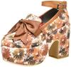 Yosuke Women's Camel Combination Pumps, Sizes 4450014, Sizes 22.0cm-22.5cm