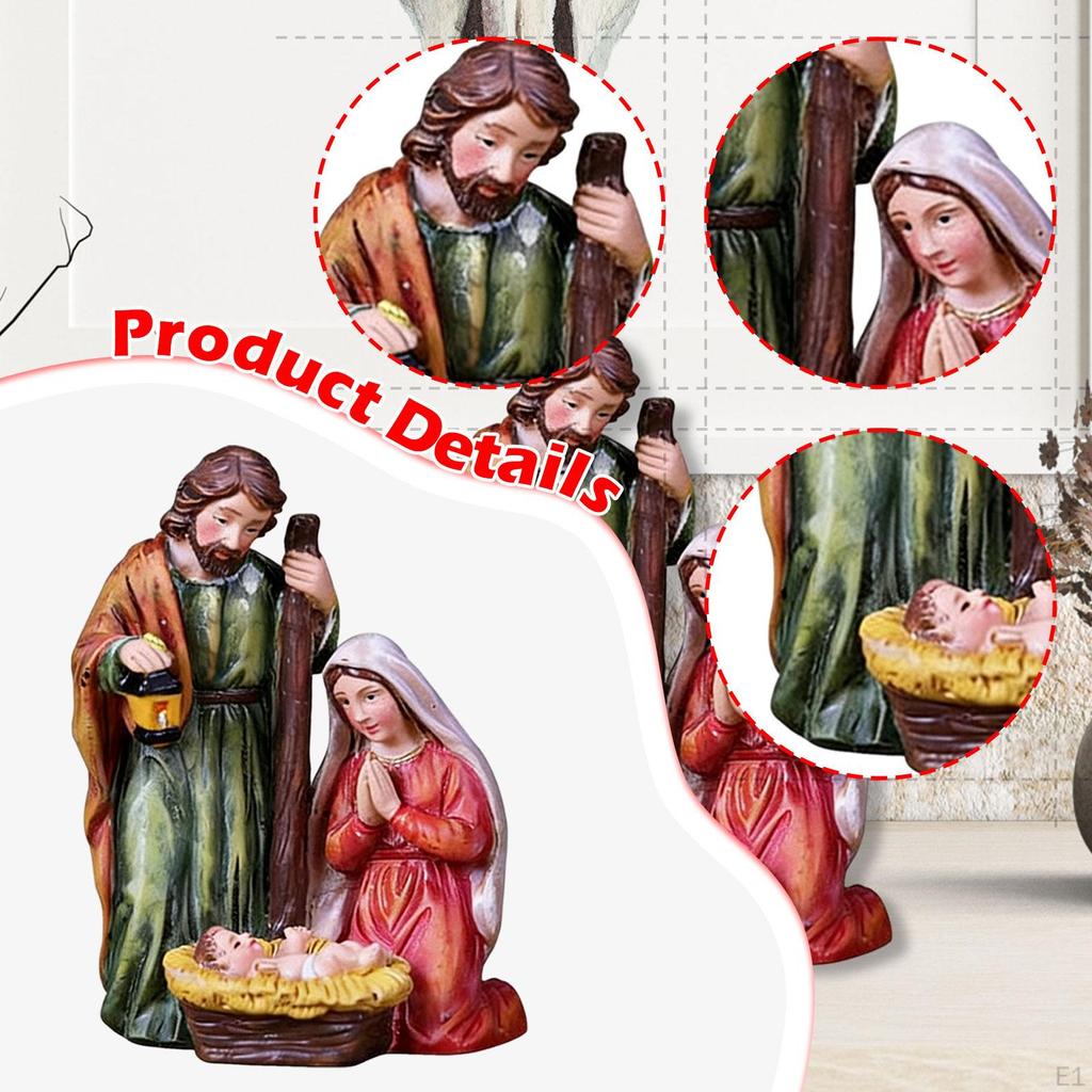 Christmas Nativity Scene Statue Jesus Birth Figurine Gift Delicate Artwork Resin Sculpture Holy