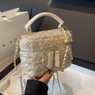 Trendy New Products, Sweet, Small Fragrance, Gentle Feeling, Portable Box, Bag, Fashionable Versatile Chain, Knitted Messenger Women's Bag