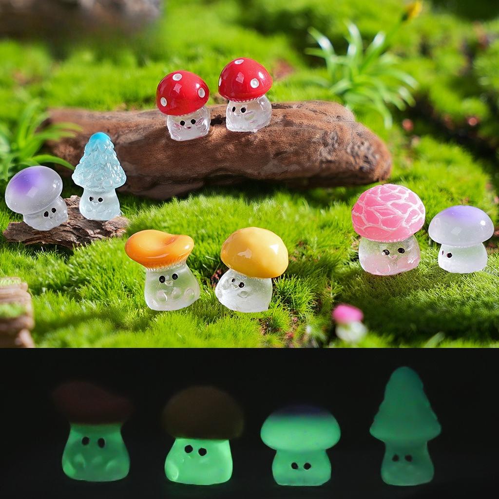 6 Stück leuchtendes Mikro-Landschafts-DIY-Pilzdekorationsset