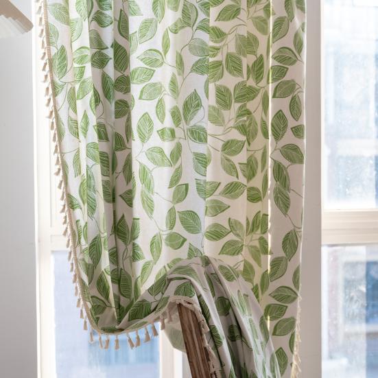 Panou Curtain Boho cu Imprimeu Floral și Margine cu Ciucuri Buzunar pentru Baghetă Draperie Filtrantă pentru Lumină pentru Decor Fereastră Living Dormitor Casă la Țară