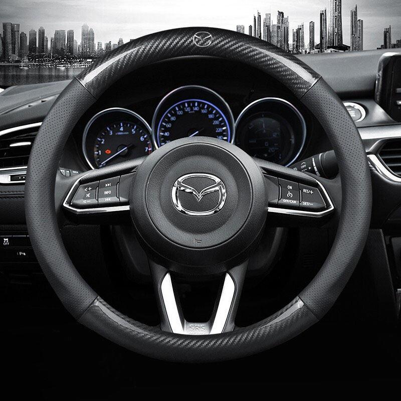 

2025 Hot Mazda Carbon Fiber Car Steering Wheel Cover Penutup Stereng Fit Mazda 2 3 5 6 8 CX3 CX5 CX8 CX30 MX5 Car Accessories