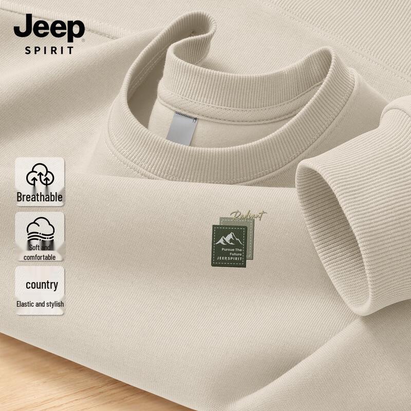 JEEP SPIRIT Men s 2026 Spring Round Neck Casual Sweatshirt L