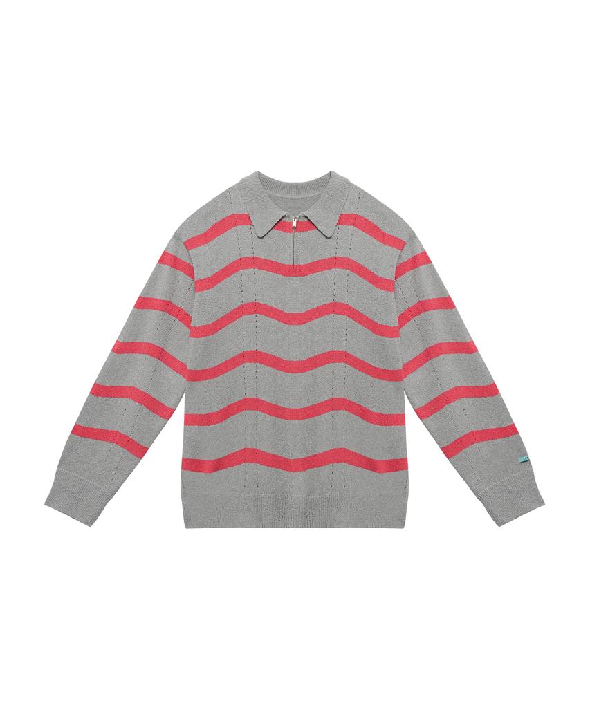INSTANTFUNK Striped Boucle Half Zip