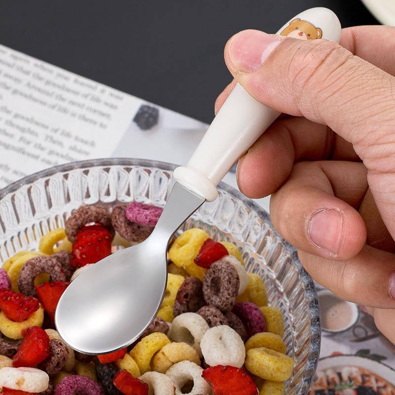 304 Stainless Steel Children's Spoon & Fork Set with Portable Box - Ideal for Baby Feeding and Student Use.