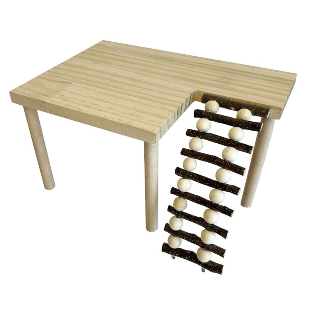 Dřevěná lezecká platforma pro křečka s žebříkem pro broušení a skákání pro malé domácí mazlíčky pro veverky, pískomily, činčily