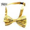 Adult Child Formal Wear Sparkly Sequin Bow Tie, Adjustable Glitter Necktie for Men, Shining Magic Show Tie Shiny Pre-Tied Neck Ties Banquet, Carnival