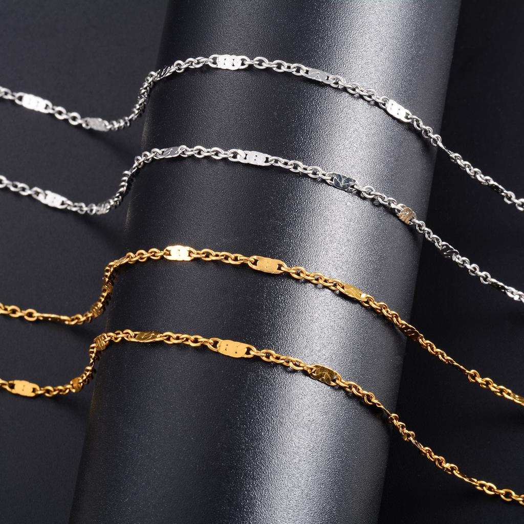 2mm Wide Stainless Steel Rolo Polish O Chain Neck Necklace for Women Men Metal Choker Silver/Gold Jewelry Accessories Gift