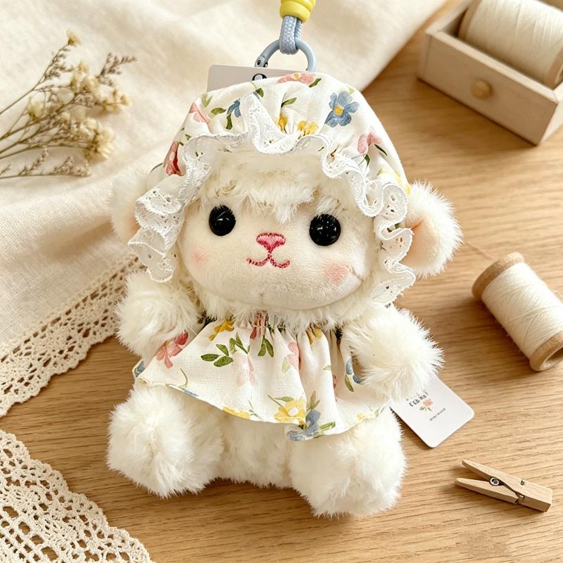Cute Baby Sheep Plush Keychain, Soft Lamb Stuffed Doll Bag Pendant, Mini Sheep Plushie Backpack Hanging Ornament