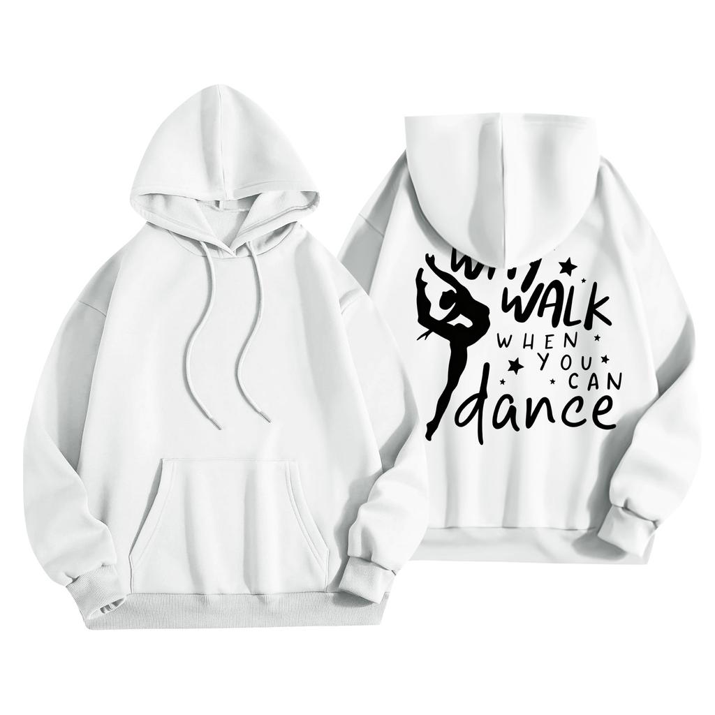 Women's Printed Round Neck Pullover Sweatshirt Hooded Drawstring Sweatshirt Top