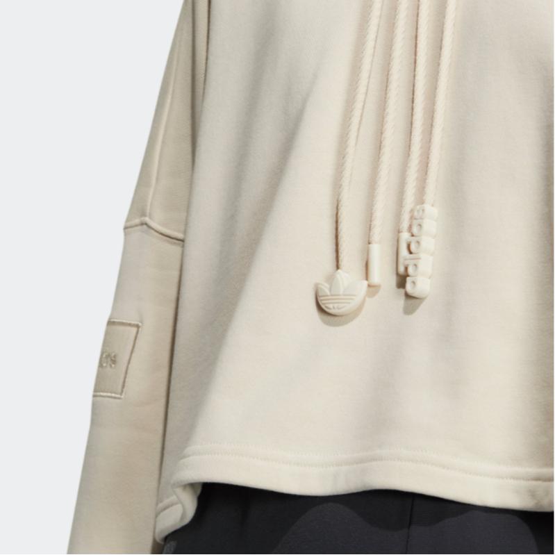 Adidas Originals Trefoil Logo Drawstring Hoodie Women Hoodie Ivory-White HS1924