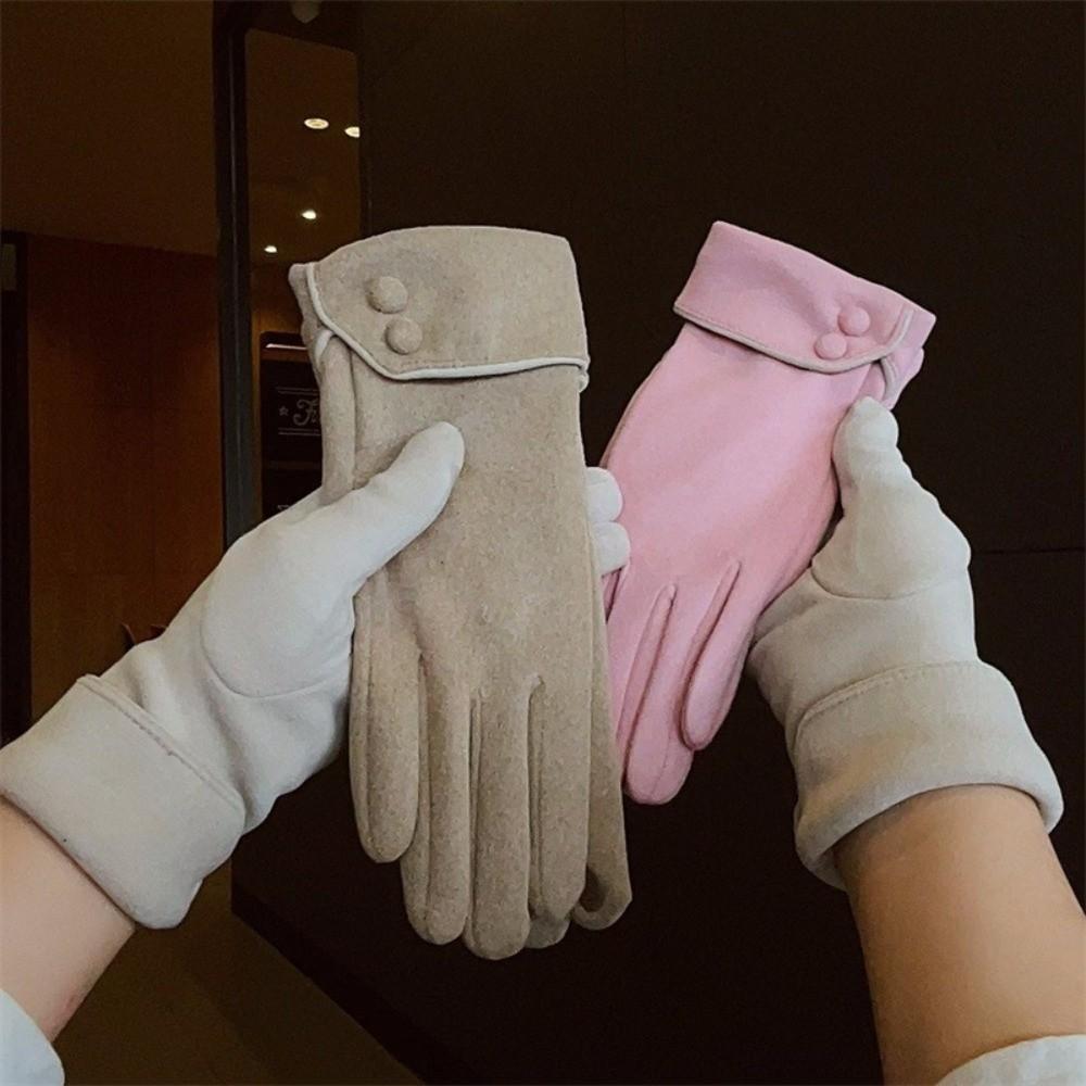 Thickened  Gloves Full Finger Winter Mittens Fashion Women Suede Gloves  Driving