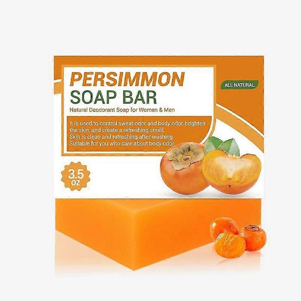 Persimmon Soap Bar for Body Odor Control Purifying Deodorizing Body Soap for Eliminating Nonenal Body Odor Natural Deodorant Soap for Men & Women, G