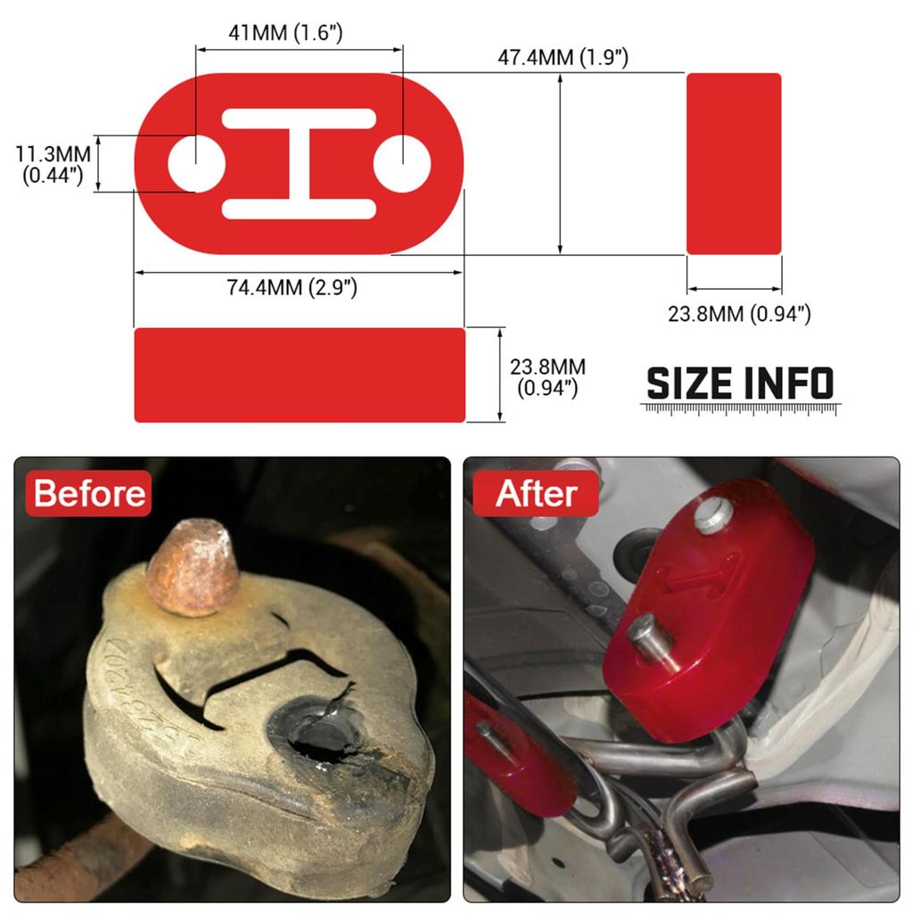 YIDELI Hanging Rubber 4 Pack Reinforced Muffler Hanger Mount Ring Car Anti-Vibration Universal Muffler