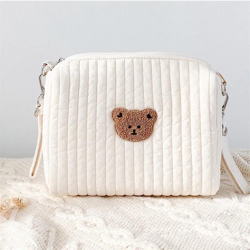Cotton Embroidery Diaper Bag with Zipper Portable Reusable Nappy Sanitary Pads Organizer Stroller Handbag for Baby Supplies