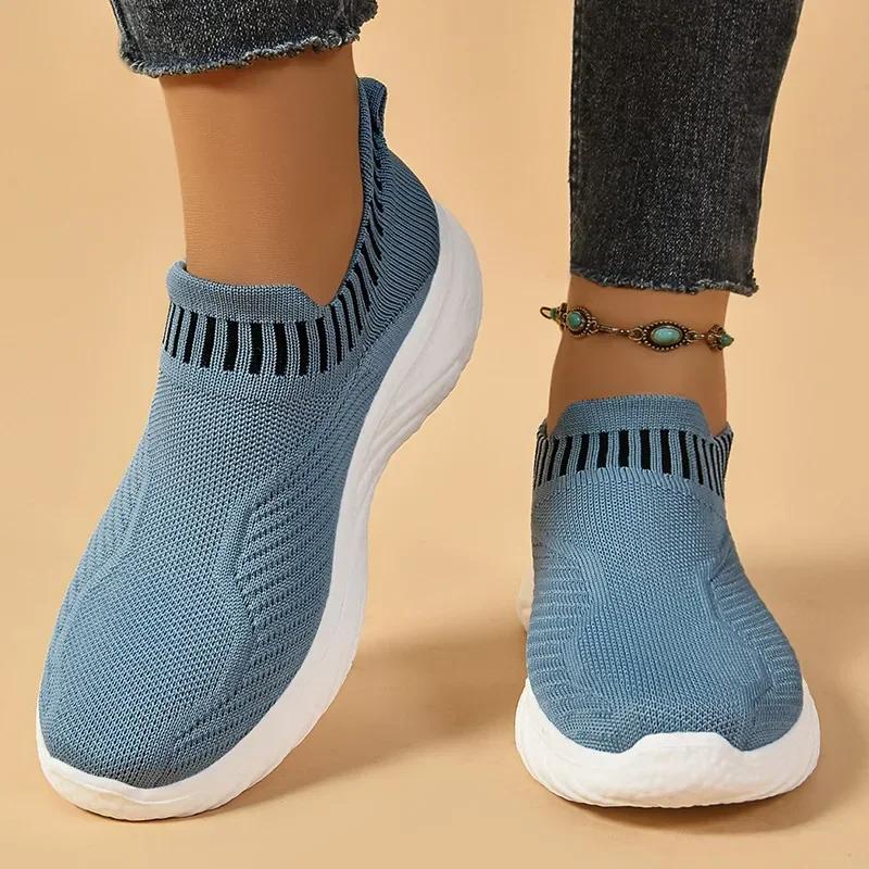 Fashion New Spring Summer Women Shoes Knitting Sock Women's Sneakers Breathable Women Flat Shoes Soft Bottom Casual Walking Shoes
