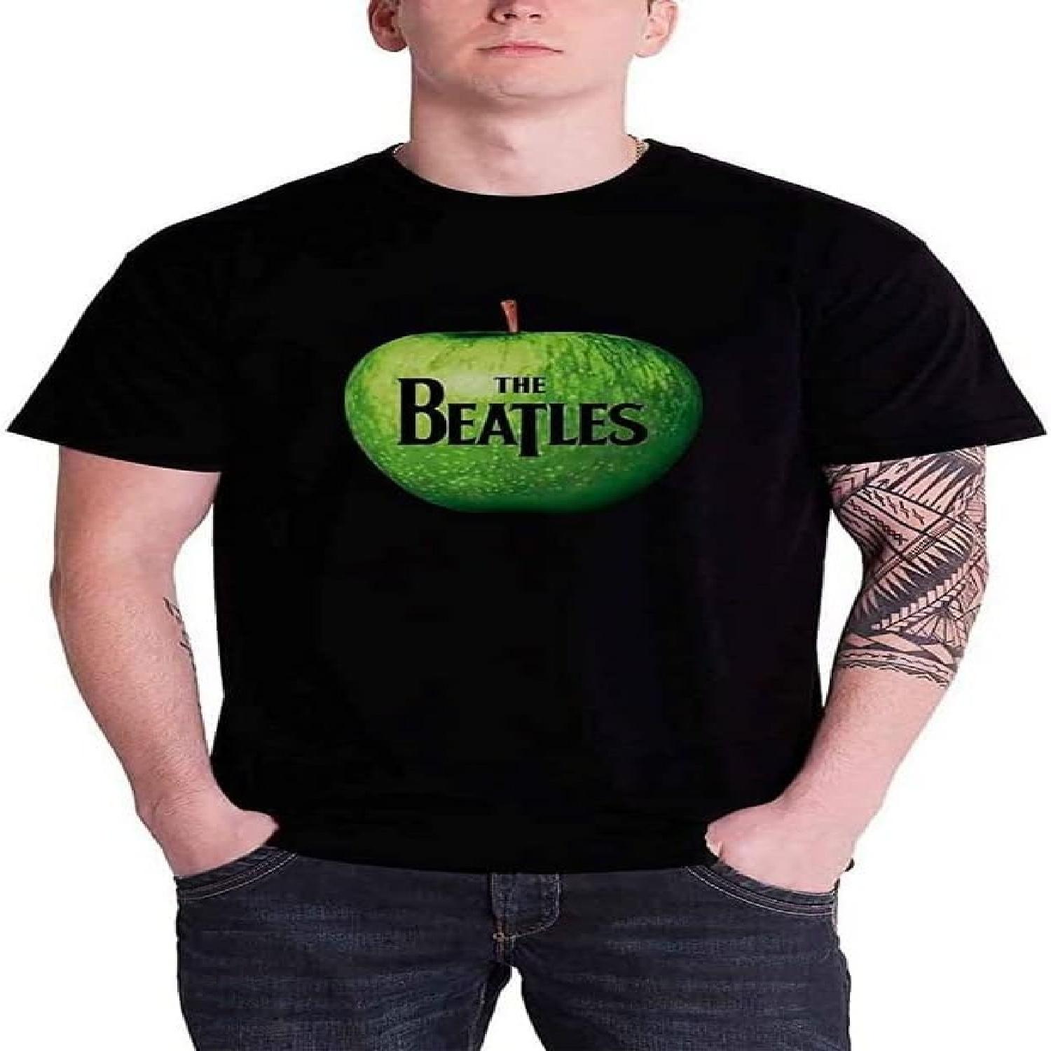 Мужская футболка The Beatles с яблоком, короткий рукав, черная, размер L S