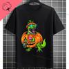 Funny Ghost Boo Riding Mummy Dinosaur Trex Graphic Tshirt Pure Cotton Shortsleeve Casual Humor Style Tee Halloween Clothing