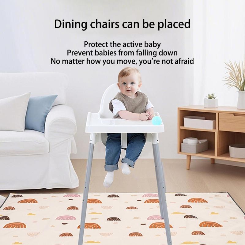 Large 130x130cm Baby Feeding Chair Floor Mat with Unique Pattern Design Silicone Backing For Easy Cleanup