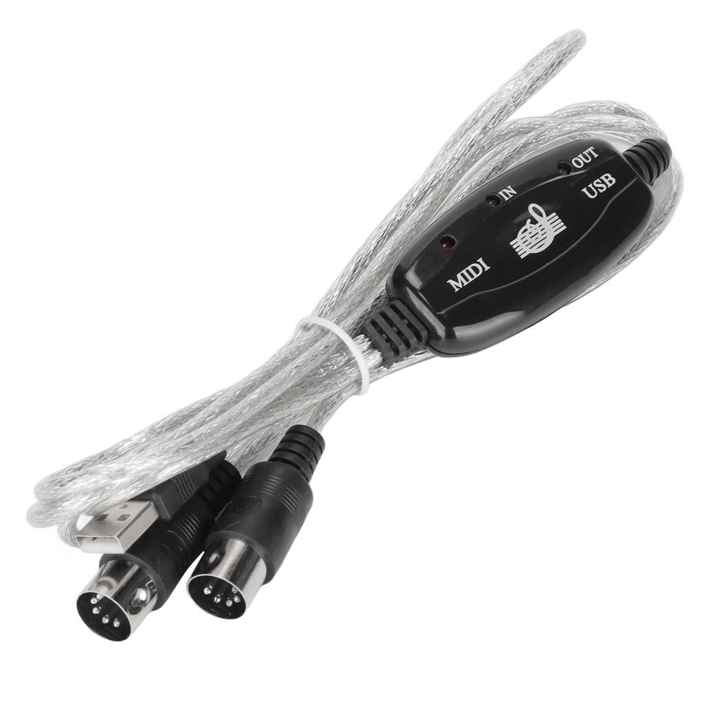MIDI To USB Cable Approx 2.2yd Long 16 Channels USB PC Interface LED Power Input Output Indicator USB MIDI Cable