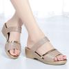 Real soft leather sandals soft platform 2025 new comfortable cool slippers mother summer versatile fashion wedge heel women's shoes