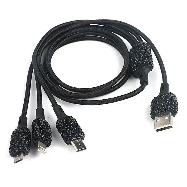 Dual USB Car Charger Bling Bling Handmade Rhinestones Crystal Decorations for Fast Charging Car Decors for IPhoneSamsung Amagi